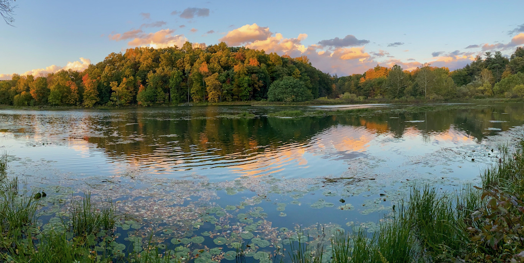 Beebe lake on the Cornell campus, fall
