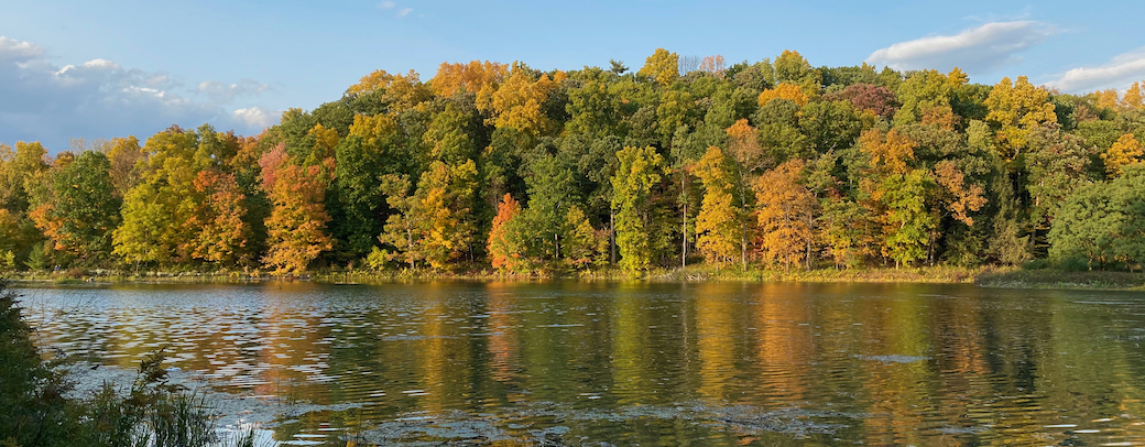 Beebe lake on the Cornell campus, fall