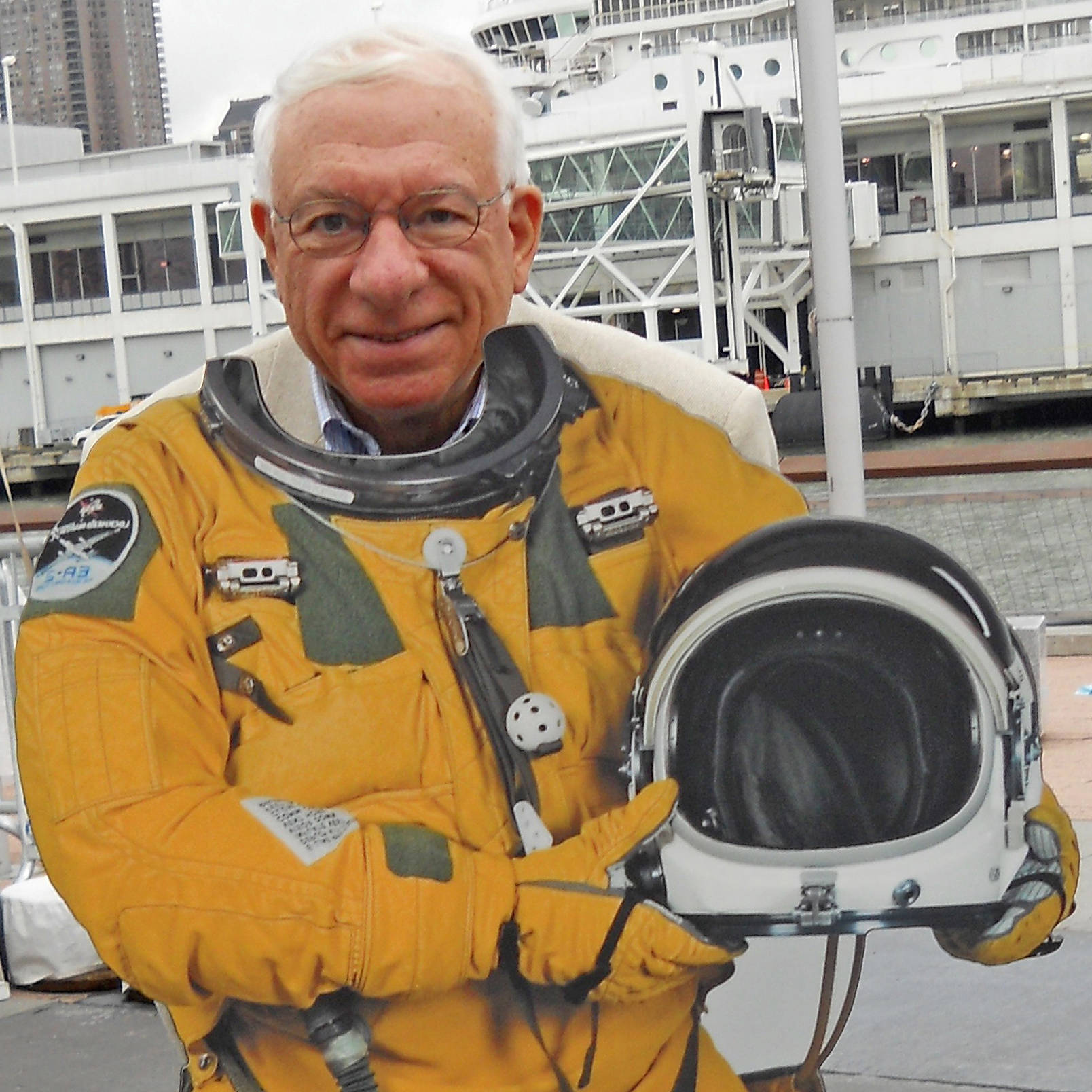 Prof. Yervant Terzian on the deck of the USS Intrepid