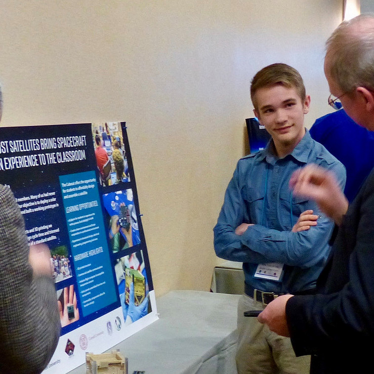 Jesse Gilmore, a high school junior at Ithaca’s Lehman Alternative Community School, at the March 2017 Space Grant meeting